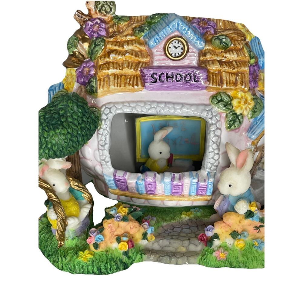 Easter Village Lighted Ceramic School Bunny‎ House Teacher Gift